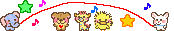 image: pixelated animals playing jump rope (slowed down from original)